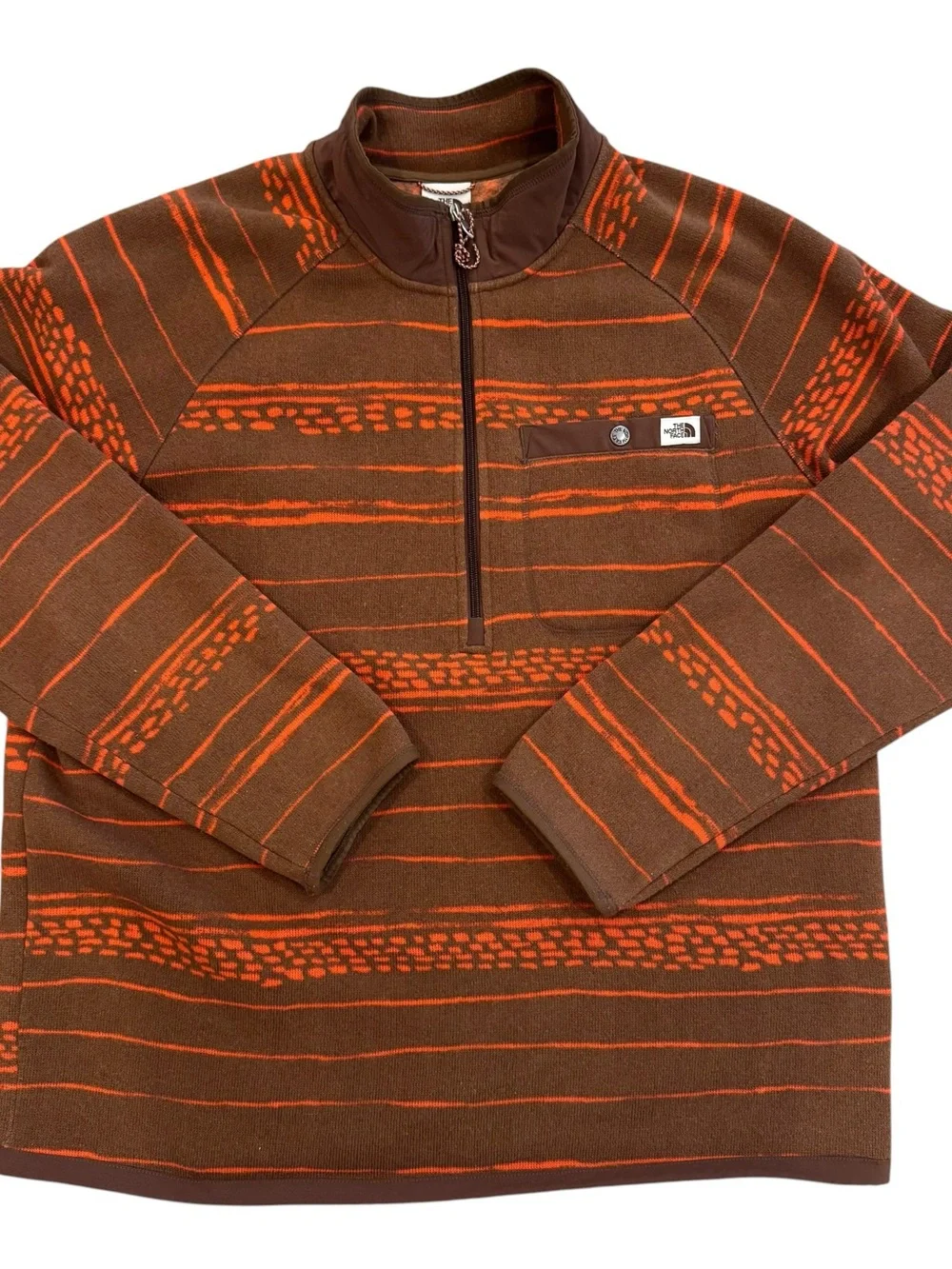 The North Face Leo Gordon Lyons 1/4 Zip Pullover Men Size XL Brown Kilim Stripe